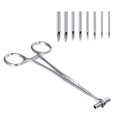Septum Forceps Clamp Pliers for Nose Septum Piercing Forceps 6" with Needles 316L Surgical Stainless Steel Body Piercing Tools style-1