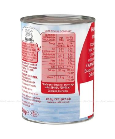 Evaporated Milk 410G-14.5 Oz Can by NestleCarnation (Pack of 6) 410.00 g (Pack of 6) - Buy Online on GoSupps.com
