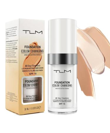 TLM Colour Changing Liquid Foundation Hides Wrinkles & Lines BB Cream Makeup Base Concealer Cover Moisturizing Fluid for all Skin Tone SPF15 (30ml)