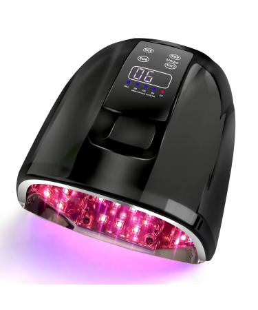 90W Professional Wireless Cordless Rechargeable UV LED Nail Lamp Nail Lamp Gel Nail Curing Dryer Light for Nails with 45 Beads 4 Timer Setting LCD Display Nail Polish Machine (Black)