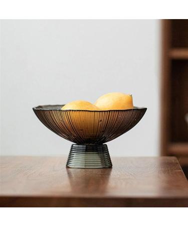Fruit Bowl Salad Bowl Countertop Fruit Basket Striped Glass Fruit Plate Household High-Footed Snacks Candy Storage Plate Salad Bowl Fruit Bowl for Kitchen Counter (A) - Buy Online on GoSupps.com