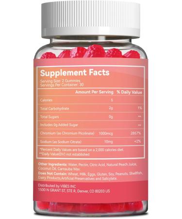Chromium Picolinate Gummies 1000 mcg Vegan Gluten-Free Peach Flavor 60 Vegan Gummies - Buy Online on GoSupps.com