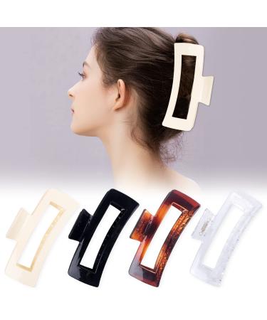4 Pack Extra Large Hair Claw Clips for Thick & Long Hair - Strong Hold Non-slip Square Jaw Clips for Women - 5'' Bright Hair Clamps - 90's Style - Buy Online on GoSupps.com
