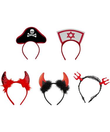 amangul Ox Horn Halloween Headband for Womens Girls Daily Wearing Halloween Party Fancy Dress Cosplay Hair Accessories(Red Three Pronged He) - Buy Online on GoSupps.com