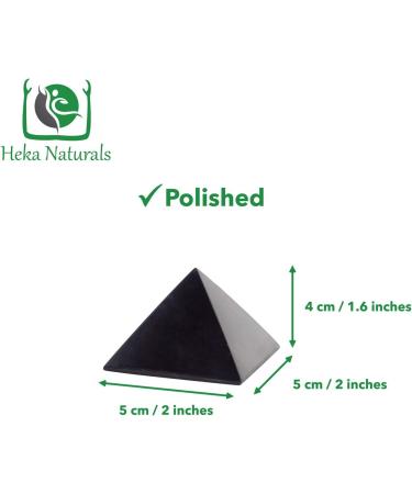 Heka Naturals 5cm Polished Shungite Pyramid | Black Stone Crystal for Home/Office Decor - Chakra Healing Crystals Meditation - Buy Online on GoSupps.com