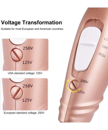 Foldable Travel Hair Dryer - Dual Voltage Lightweight Ionic Blow Dryer (Gold) for International Use - Buy Online on GoSupps.com