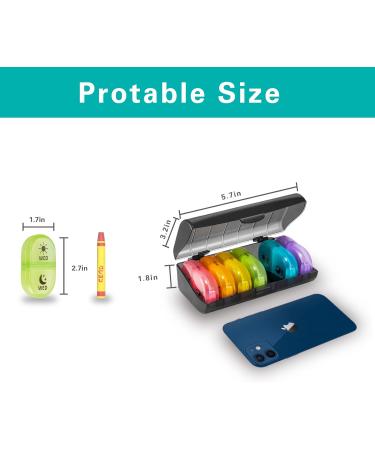 Fullicon 2-Times-a-Day Weekly Pill Organizer - AM PM Pill Box with Multi-Colored Cases - Buy Online on GoSupps.com