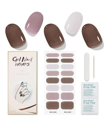 JMEOWIO Nail Foil Brown Grey Gel Nail Foils Self-Adhesive Nail Sticker UV Curing Decoration Nail Design Accessories Brown Grey