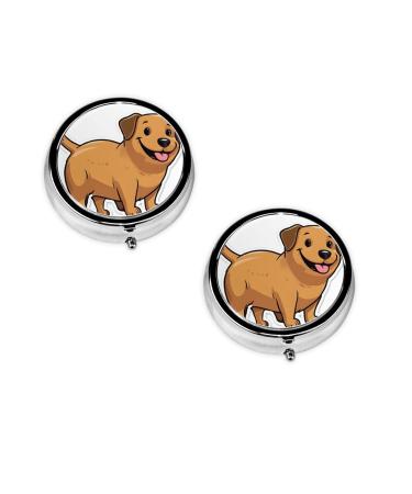 (Funny Dachshund Dog) Round Pill Box 3 Compartment Pill Box Mini Decorative Pocket Purse Portable Travel Medicine Tablet Vitamin Holder Organizer Pill Case
