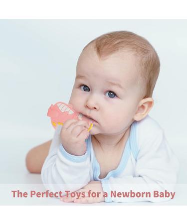 Baby Teething Tubes Toys for Newborn Infants Silicone Baby Teether Toy Tube for 3-6 Months BPA Free Dinosaur Teether with 2Pcs Finger Toothbrush Boys & Girls (Pink) - Buy Online on GoSupps.com