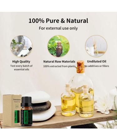 GREENSLEEVES Tea Tree Essential Oil, 10ml Pure Plant-Based Fragrance Oil for Aromatherapy, Essential Oils for Diffuser, Air Freshener, Massage, Bath Bomb, Scented Candle Soap Making - Buy Online on GoSupps.com
