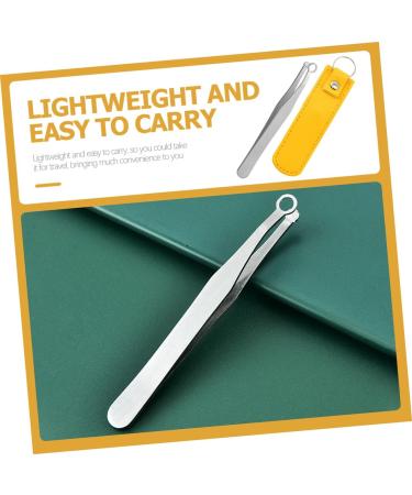 Frcolor Stainless Steel Round Nose Hair Clips - 5-Pack Reusable Beard & Eyebrow Tweezers for Men - Yellow - 9.8x1cm - Perfect Grooming Tool for Nose & Eyelash Hair Removal - Buy Online on GoSupps.com