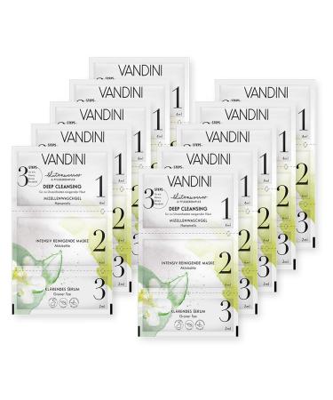 Vandini clarifying face mask with 3 steps - deep cleansing moisture mask for normal to blemished skin - vegan facial mask without silicones parabens & mineral oil in a 10 -pack (10x 12 ml) 10 pieces