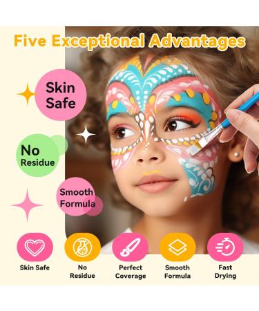 Janolia Face Painting Kit for Kids - Rainbow Split Cake & Water Activated Body Paint | Ideal for Halloween Carnival & Easter - Buy Online on GoSupps.com