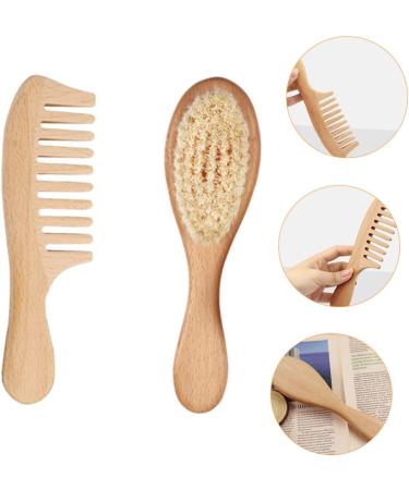 TOYANDONA 2pcs Wool Wooden Baby Hair Brush Set for Kids - Infant Bath Tool Sets Comb with Wooden Hairbrush and Woolen Brushes - Buy Online on GoSupps.com