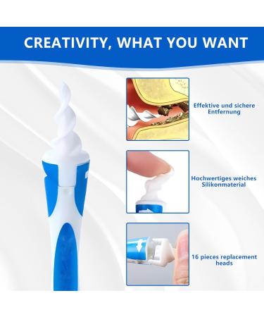 Upgraded 360 Spiral Silicone Ear Cleaner Kit - Ear Wax Remover with 16 Washable Heads for Kids & Adults - Best Ear Cleaning Solution - Buy Online on GoSupps.com