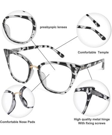 WANWAN Women Cat Eye Reading Glasses 2.0x Black Leopard - Fashion Frame, Oversized Quality Readers - Buy Online on GoSupps.com