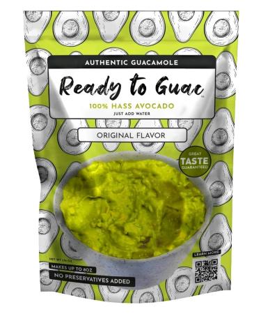 Ready to Guac | Instant Guacamole | Freeze Dried Dehydrated Hass Avocado | Just Add Water | Not Spicy | Makes 8oz | Raw | Vegan | Keto Friendly | Gluten Free | No preservatives Pack with 1.76oz
