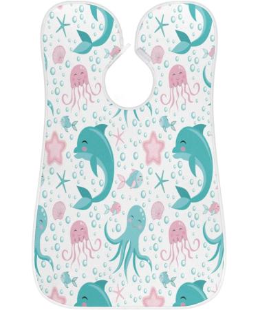 Beard Bib Apron for Men - Non-Stick Waterproof Hair Catcher Cape for Shaving & Trimming | Dolphin Jellyfish & Starfish Designs - International Shipping Available - Buy Online on GoSupps.com