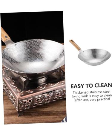 LABRIMP Stainless Steel Griddle Grilling Wok Korean Soup Pots Stainless Steel Saute Pan Chinese Wok Pan Cooking Wok Pot Heavy Duty Wok Pan Kitchen Cooking Pans Steak Wood Japan - Buy Online on GoSupps.com