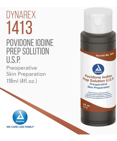 Dynarex Povidone-Iodine Prep Solution 10% Antiseptic 4 fl. oz. - Surgical Site Preparation - Buy Online on GoSupps.com