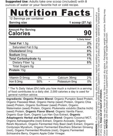 Organic Plant Protein + Vegan Vanilla Protein Powder by Dr. Josh Axe - 11.5 oz (12 servings) | Dairy-Free, Gluten-Free, Non-GMO, Paleo Friendly, No Sugar Added - Buy Online on GoSupps.com