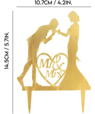 Wedding Cake Topper Gold Acrylic Mr & Mrs Cake Decoration for Wedding Engagement Party Wife Husband - Buy Online on GoSupps.com