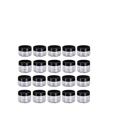 Nail art jams worsendy plastic jar empty cosmetic container with lid for creams pattern makeup memory jar pots cosmetics makeup jug round cream container 20 pieces (black 20 g) black 20 g