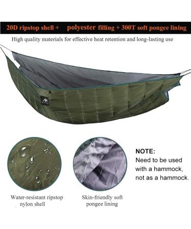 AYAMAYA Hammock Underquilt - Full Length Winter Insulation Blanket for Double Hammock - Dark Green - Buy Online on GoSupps.com