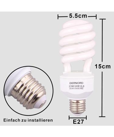 Dernord UVB and UVA Light Bulb 10.0 - 23W Compact Lamp for Lizard Leopard Gecko Turtle & Snake - Optimal UV Light for Reptile Care - Buy Online on GoSupps.com