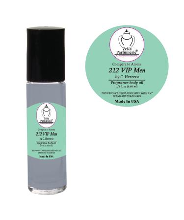 Compare to Aroma Compatible with 212 VIP by C. Herrera for Men Fragrance Body oil on 1/3 oz (9.86ml) Travel size Roll-On Botlle