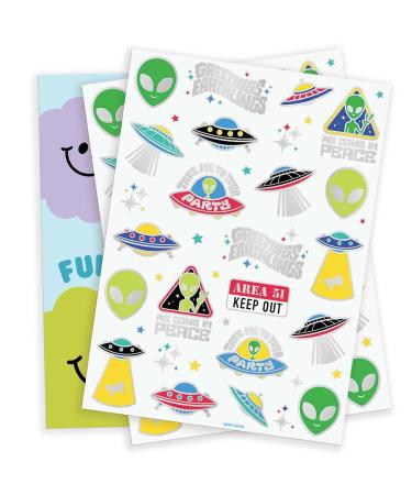 XO Fetti Alien Temporary Tattoos - 42 Glitter Styles | UFO Space Themed Birthday Party Supplies - Buy Online on GoSupps.com