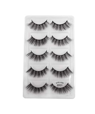 5 Pairs Artificial Eyelashes Set Cocohot Cross Pattern False Eyelashes Natural Long False Eyelashes (5 Pairs) (A) (C)