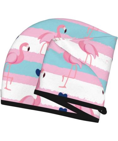 Hair Towel Wrap & Turban - Quick Drying Hair Towel with Button (Flamingo1) | International Shipping Available - Buy Online on GoSupps.com