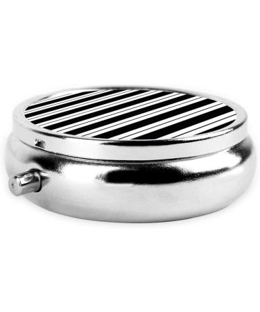 Black & White Stripe Mini Pill Box - 3 Compartment Travel Organizer | Portable Medicine Case for Home & Office - Buy Online on GoSupps.com