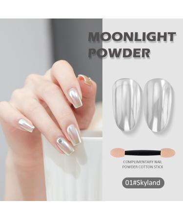 Mirror Effect Chrome Nail Powder - White Pearl Iridescent Aurora Glitter - Holographic Nail Art Decoration (3g) - DIY Nail Jewelry - Buy Online on GoSupps.com