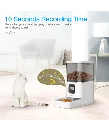 isYoung Automatic Cat Feeder  Smart Pet Food Dispenser for Cats Dogs - Voice Recorder  Portion Control 1-4 Meals Per Day  Dual Power Supply & Clog-Free Design with Stainless Steel Bowl 6L - Buy Online on GoSupps.com