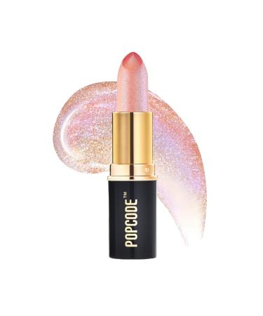 POPCODE Clear Color Changing Lipstick Tinted pH Lip Balm Hydrate & Nourish Lip While Leaving Sheer Pink Tint with Honey Peach Scent #003 Pink Crystal