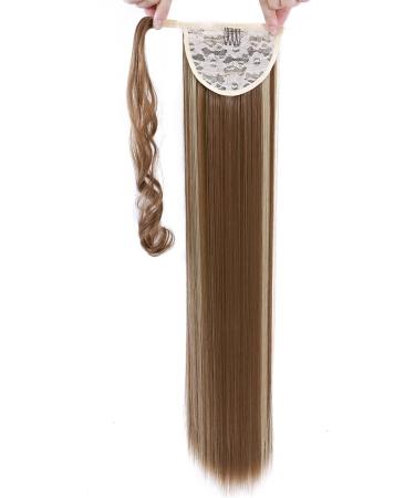 Ponytail Extension Wrap Around Long Straight Curly Hairpiece 32 Inch - Light Brown & Ash Blonde - Buy Online on GoSupps.com