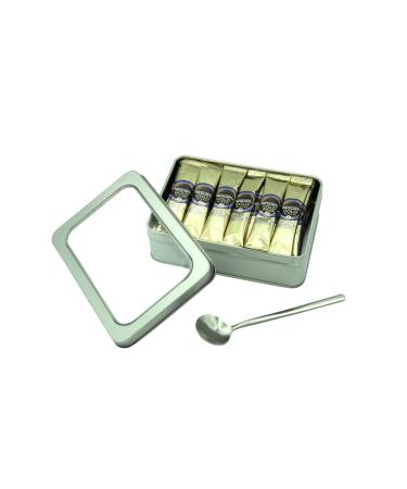 Nescafe Gold Blend Decaf Coffee Sachets Individually Wrapped 30 x 1.8g Bundle with Refillable Silver Window Lid Tin and Latte Spoon Set - For Home Desk or Travel - Buy Online on GoSupps.com