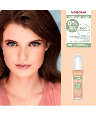 Deborah Milano Formula Pura Extra Mat SPF 20 with Natural Ingredients 04 Apricot Opacifying and Anti-Lucidity Effect and Seboregolator Gives Smooth and Matte Skin 30 ml - Buy Online on GoSupps.com