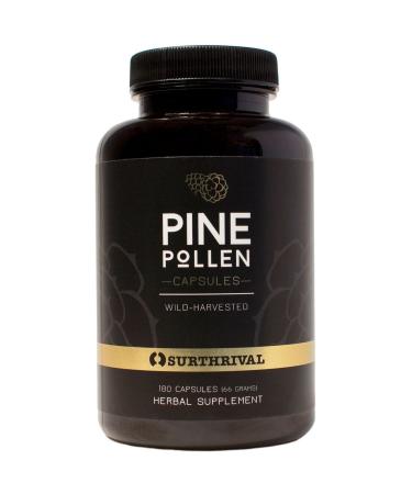 Surthrival: Pine Pollen Powder Capsules (180 Count), Wild Harvested, Energy & Endurance Restoration Capsules 180ct