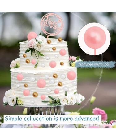 46 Pcs Happy Birthday Cake Topper Decorations Pink and Gold Ball Cake Decorations Mini Foam Balls Cupcake Toppers for Women DIY Baby Shower Birthday Wedding Anniversary Party Decor Pink Glod White - Buy Online on GoSupps.com