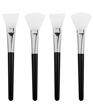 Silicone Face Mask Brush Applicator Set - Black 4 Pcs with 2 Styles for Facial Mud Clay Mask DIY Modeling Mask Body Lotion and BB CC Cream
