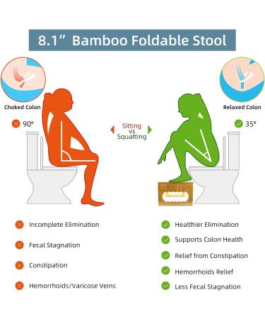 ZOSTA Bamboo Squatting Toilet Stool - Foldable Non-Slip Potty Step for Adults & Kids - Bathroom Squatting Urinal - Natural Color - Buy Online on GoSupps.com