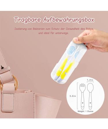 Purchase BPA-Free Baby Utensils Set - 360 Bendable Spoon & Fork - Heat-Resistant Toddler Cutlery with Travel Case (Yellow) | International Shipping Available - Buy Online on GoSupps.com