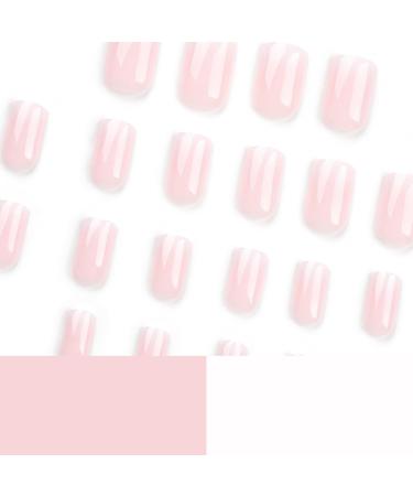 French Tip Press on Nails - Short Square Press On Nails with Nail Tips Pink and white gradient manicure fake nails Design Glossy press on nails Acrylic False Nails Cute Artificial Nails - Buy Online on GoSupps.com