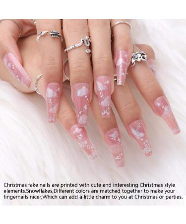 24pcs Cloud False Nails - Long Coffin Fake Nails in Nude | DIY Nail Art Tips for Women & Girls - Buy Online on GoSupps.com