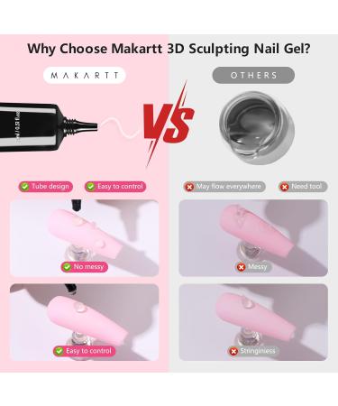 Makartt 3D Nail Gel & Gold Chrome Powder Kit - Clear Sculpting Glue for Nail Art - 15g Metallic Effect Nail Decoration - Buy Online on GoSupps.com