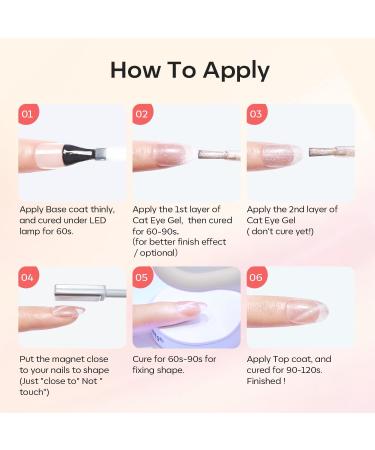 Modelones Cat Eye Gel Nail Polish Set 6 Colors Holographic Pink Purple Brown Gel Polish Glitter 9D Magnetic Gel Polish Pink Gel Polish with Magnet Nail Art DIY Salon For Women - Buy Online on GoSupps.com